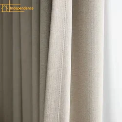 Cortinas opacas simples y modernas de algodón y lino color crema para decoración de sala de estar y dormitorio, cortina divisoria con acabado personalizado