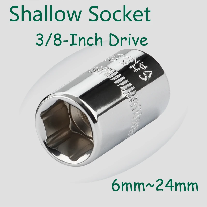 

3/8-Inch Shallow Socket Drive Hex Socket Ratchet Wrench Drive Sockets Adapter 6~24mm Repair Tool For DIY Automotive Repairs