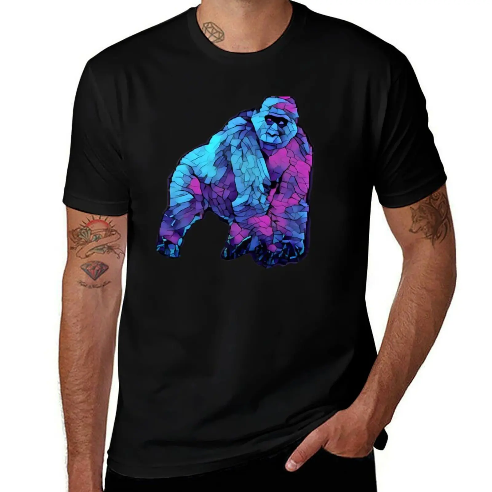 Colorful Lowland Gorilla T-Shirt Thanksgiving Casual Tee
