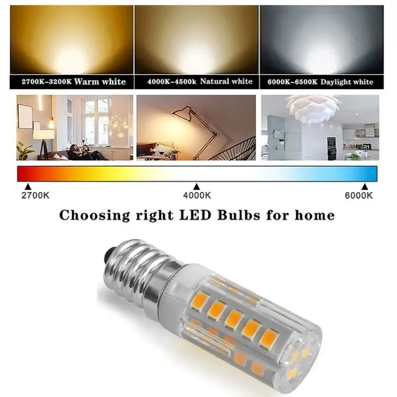 E14 Led Bulb 220V 3W 12V Refrigerator bulb 120V Warm White COB Sewing Machine Lamp E12 LED Fridge Light Bulb