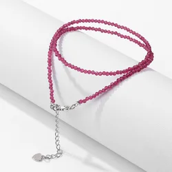 Mini Stone Beaded Necklace 2mm Faceted Natural Agat Quartzs Necklaces Female Fashion Party Choker for Women Girls Jewelry Gift