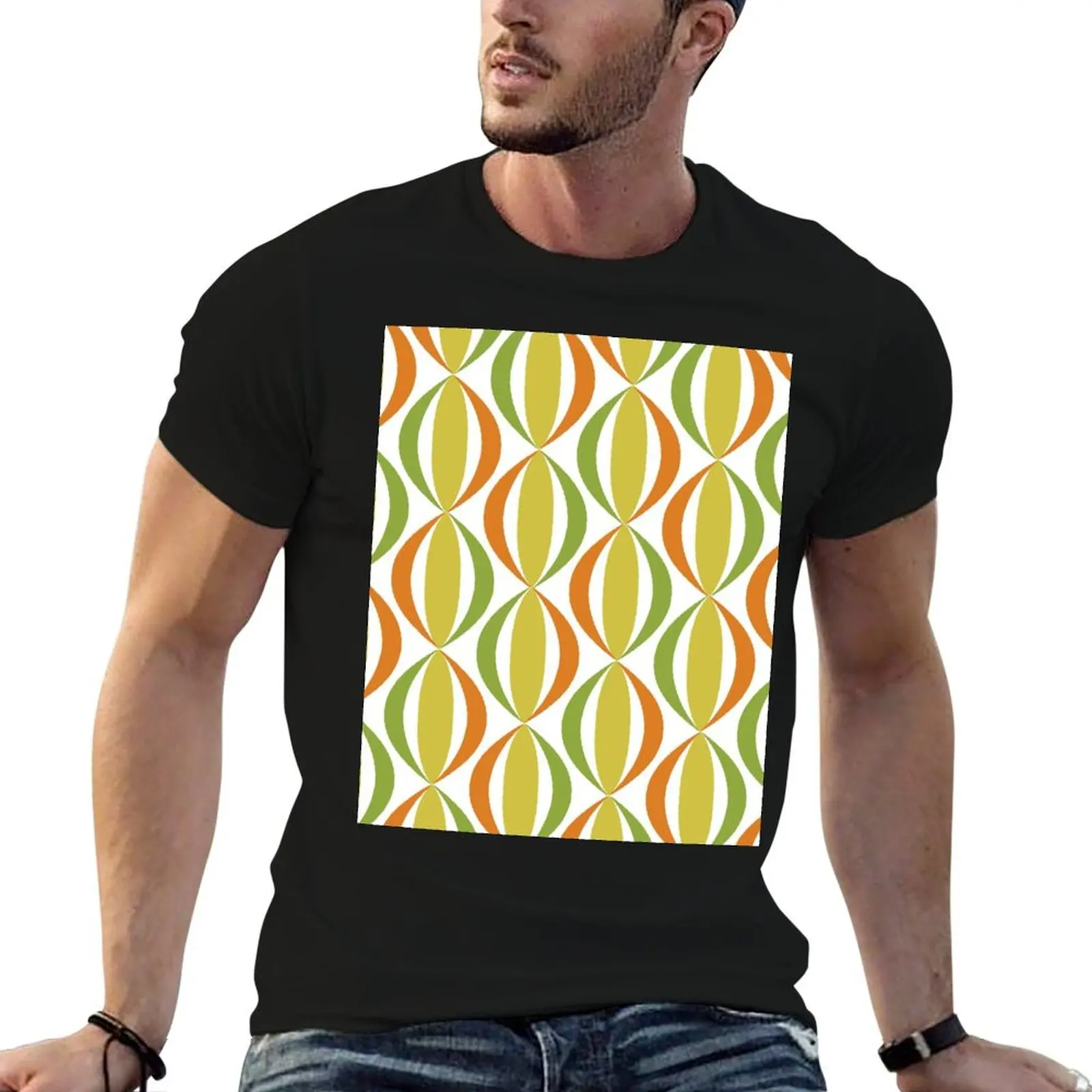 

Retro 60s Pattern T-Shirt men t shirt cotton 100% t shirt man plain T-Shirt