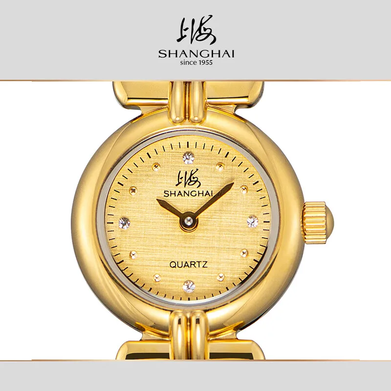 Shanghai Quartz Watch For Women 22mm PVD Gold-Plated Dial Automatic Watches 316 Stainless Steel Water-Resistant Wristwatch S8002