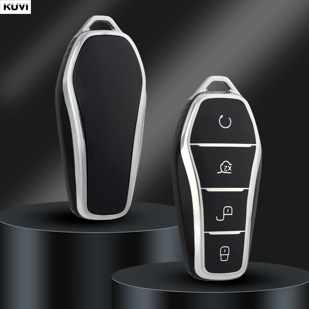 4 Button Soft TPU Car Remote Key Case Cover For BYD Song Pro Plus Max Dmi EV Seal Dolphin Remote Control Holder Fob Accessories