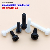 50pcs M2 M2.5 M3 M4 Black White Nylon Plastic Phillips Pan Head Cross Round Screw Bolt length 5mm-25mm