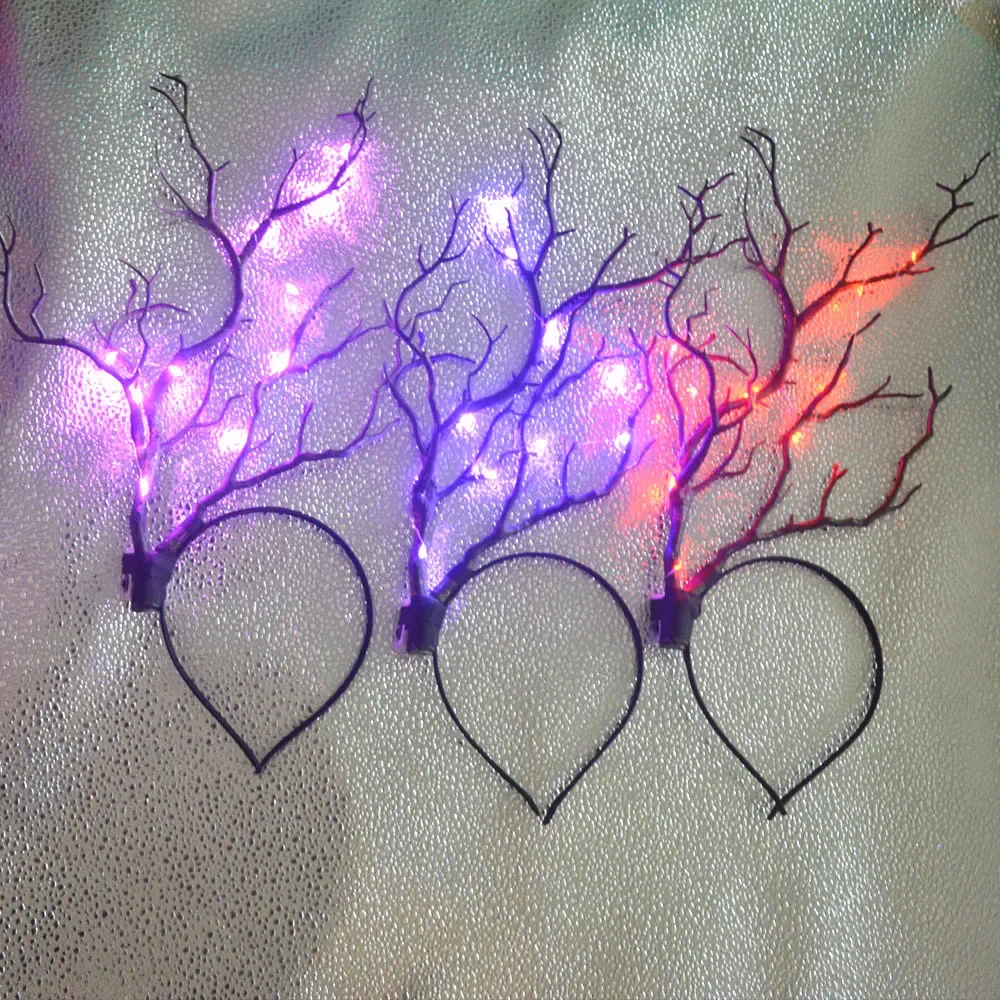 10pcs LED Light Glow Deer Antler Headband Long Branches Props Horns Photo Shoot Forest Goddess  Halloween