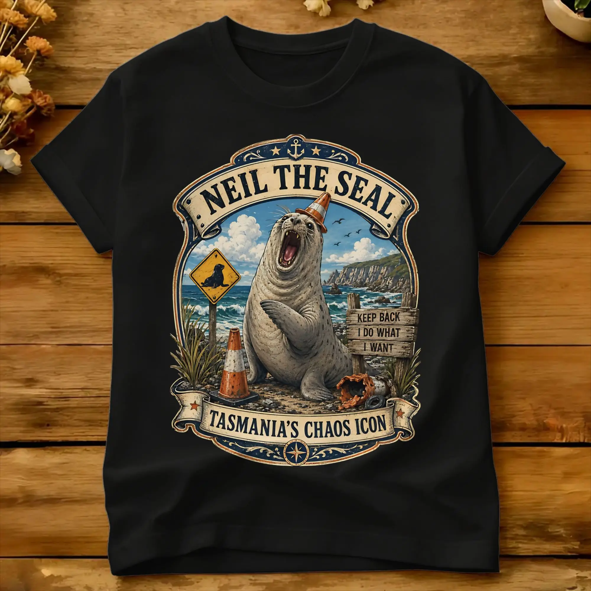Streetwear T-Shirt Neil The Seal Pure Cotton T Shirts  Trendy Cool Tshirt for Adult Summer Awesome Custom Short Sleeve Clothing