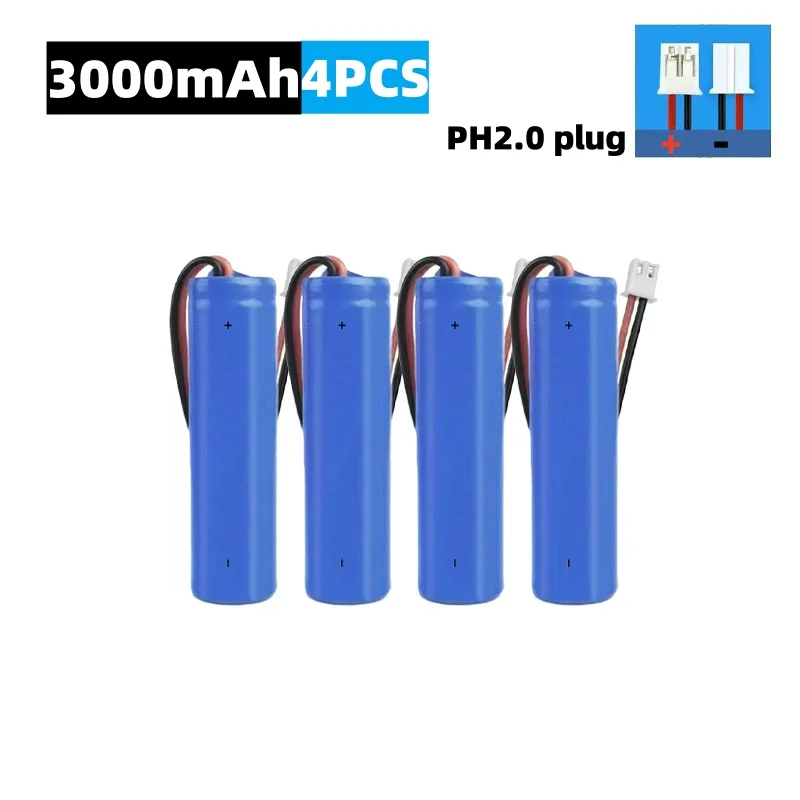PH2.0-Stecker 18650 Lithium-Ionen-Akku 3,7 V 3000 mAh mit Leiterplatte für Lautsprecher, Radios, Scheinwerfer, Spielzeug usw. 4,2 V