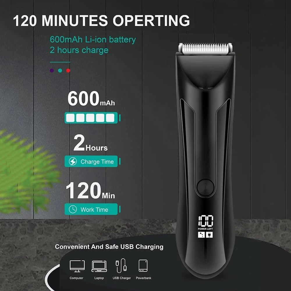 Digital Display Body Hair Trimmer Groin Rechargeable Ball Shaver/Trimmer Men Electric Pubic Beard Hair Clipper For Men Groomer