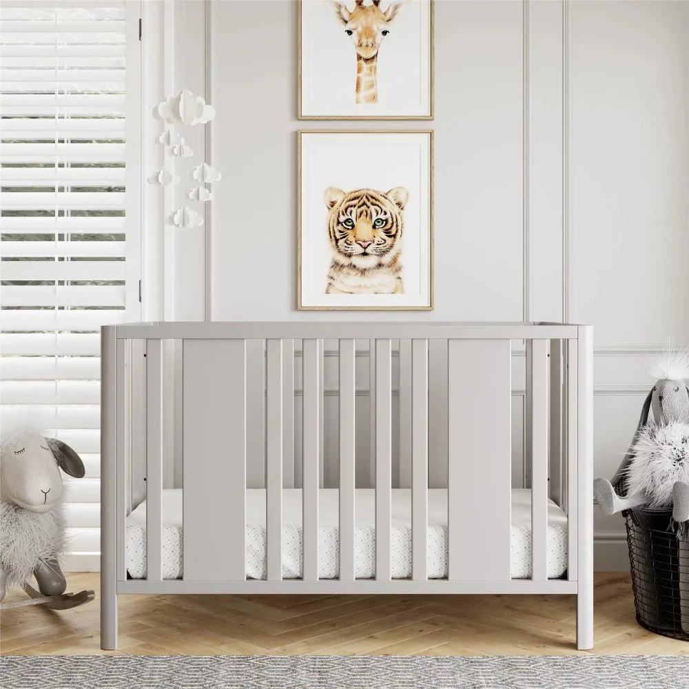 2023 New Little Seeds Crawford Curved Post 3-in-1 Crib, Sharkey Gray