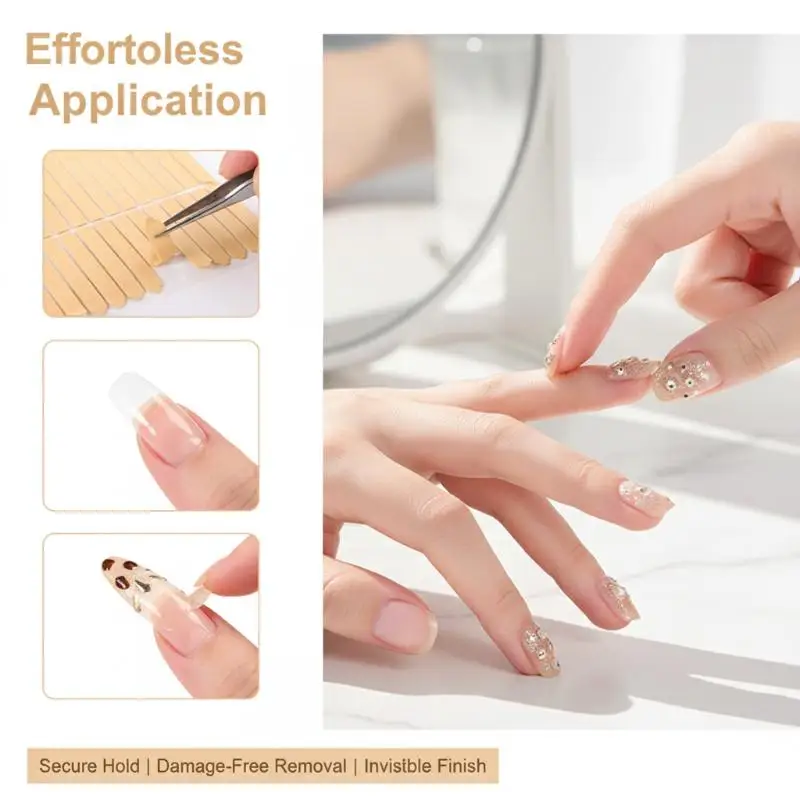 30/33pcs Transparent Double Adhesive Tape False Nails Display Stand Glue Stickers Acrylic Practice Showing Bar Nail Art Tools