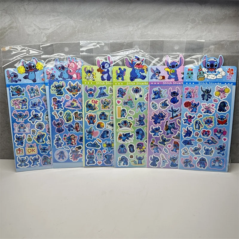 New Disney 100pcs Stitch Laser Goo Card Stickers Interstellar Baby Diy Decorative Handbooks Stickers Prize Gifts