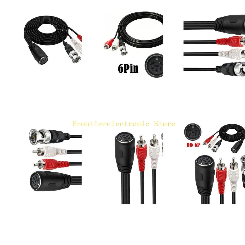 G8DB DIN 6P Female to Red White Channel Wire and BNC Side, 50cm PVC Cord with to Three Split Form for Older DIN 6P Home Layouts