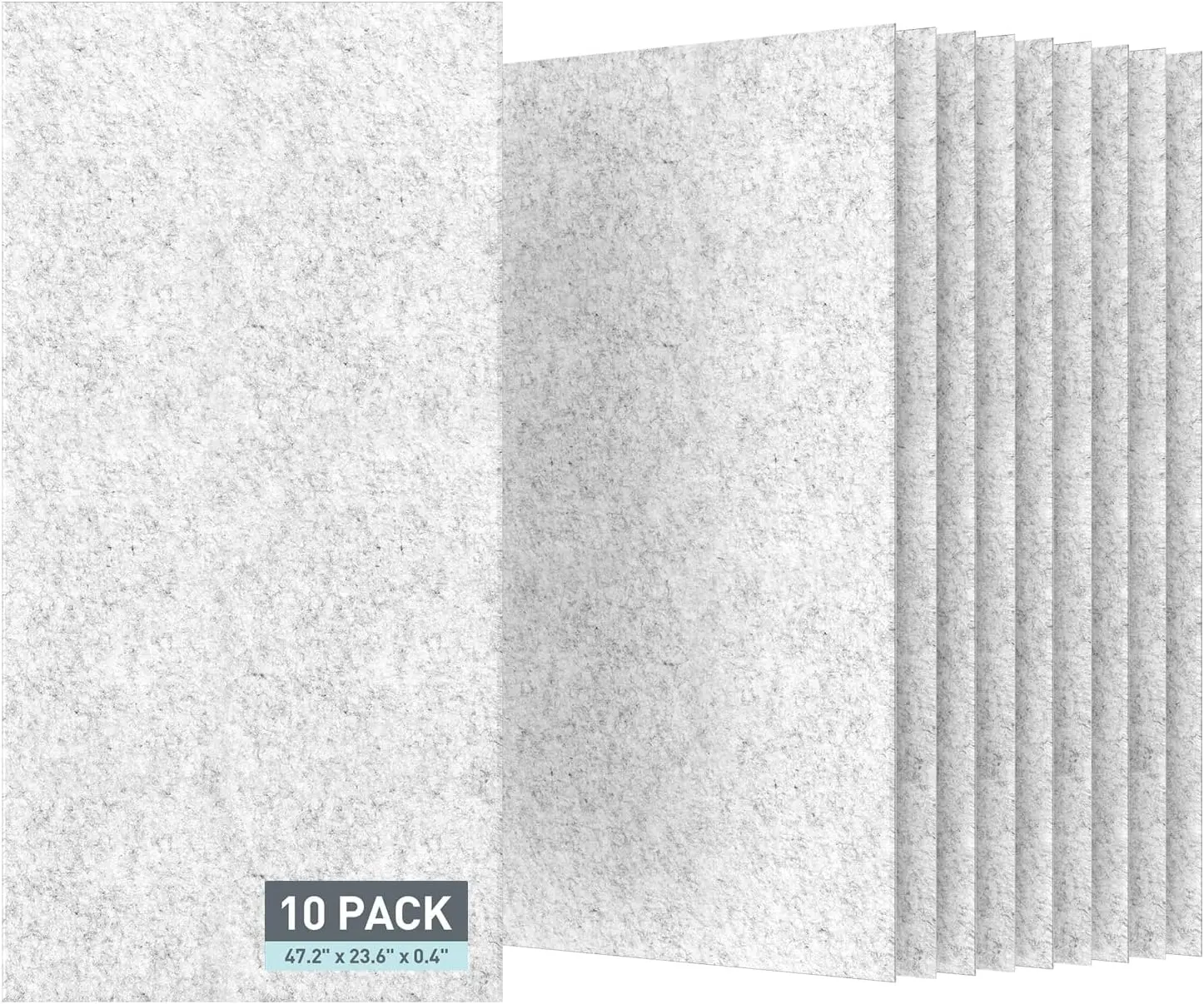 

10 шт. акустических панелей, 47,2 x 23,6 дюйма, звукоизоляционные панели для устранения эха и реверберации в домашней студии или офисе, серебристо-серые
