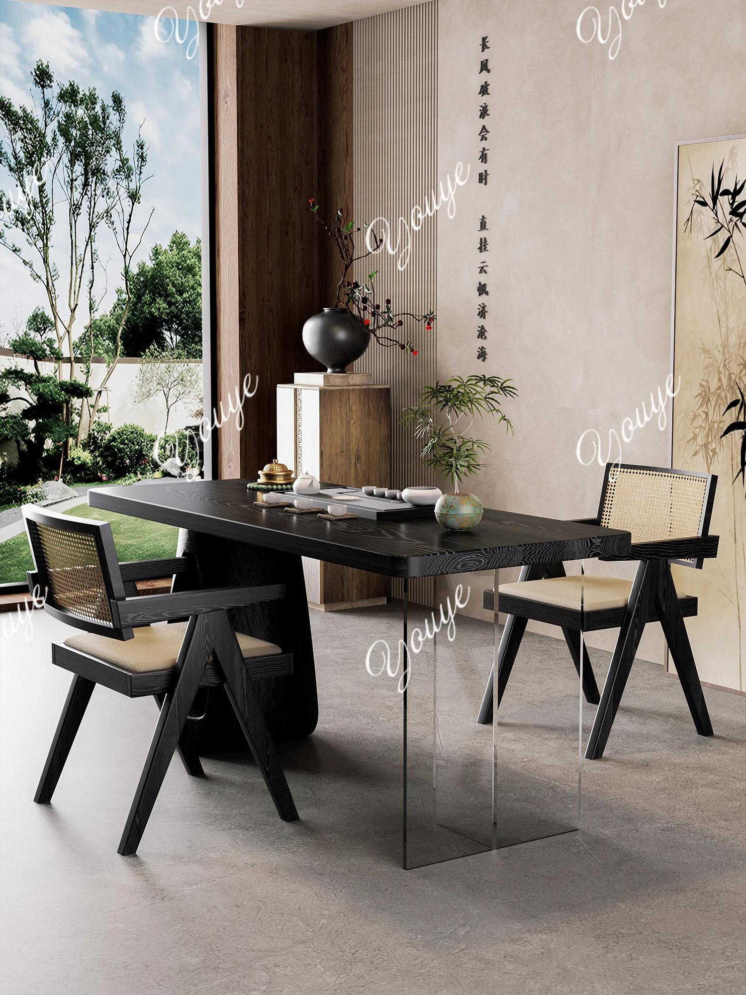 New Chinese Song Dynasty Aesthetics Solid Wood Balcony Office Creative Household Living Room Black New Small Tea Table