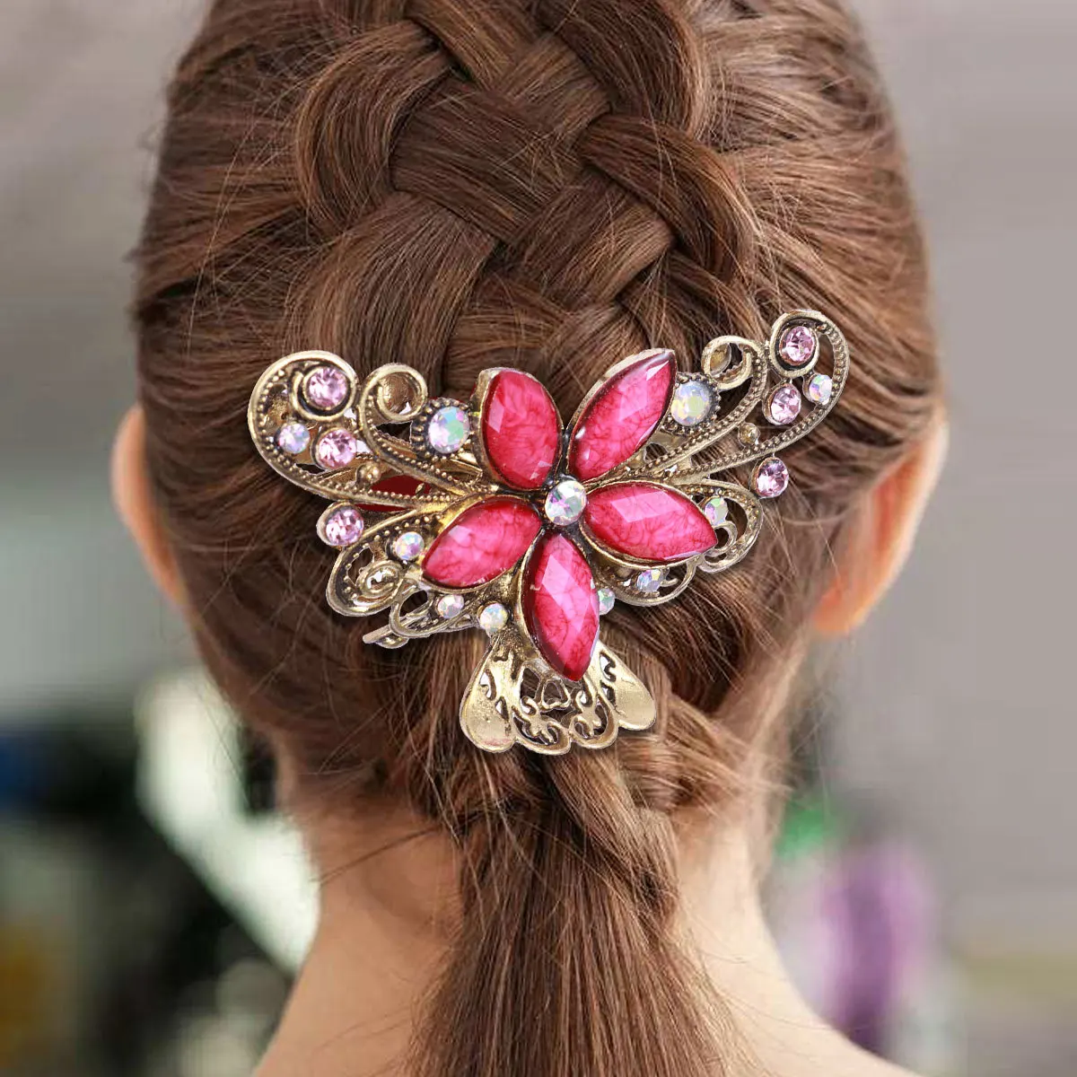 

Large Floral Claw Clip Vintage Alloy Hair Clamp For Thick Hair Women Girls Party Shower Face Cleaning Hairgrip