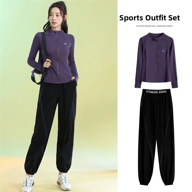 

Спортивный костюм Qui Dry Fitn, женский длинный све, утягивающий гимнастический комплект, профессиональная одежда для бега, осенне-зимний новый Sle