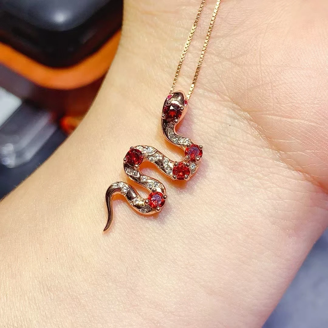KJJEAXCMY Natural Garnet Necklace S925 silver , electroplated locking color process, high clarity Full of luster Support testing
