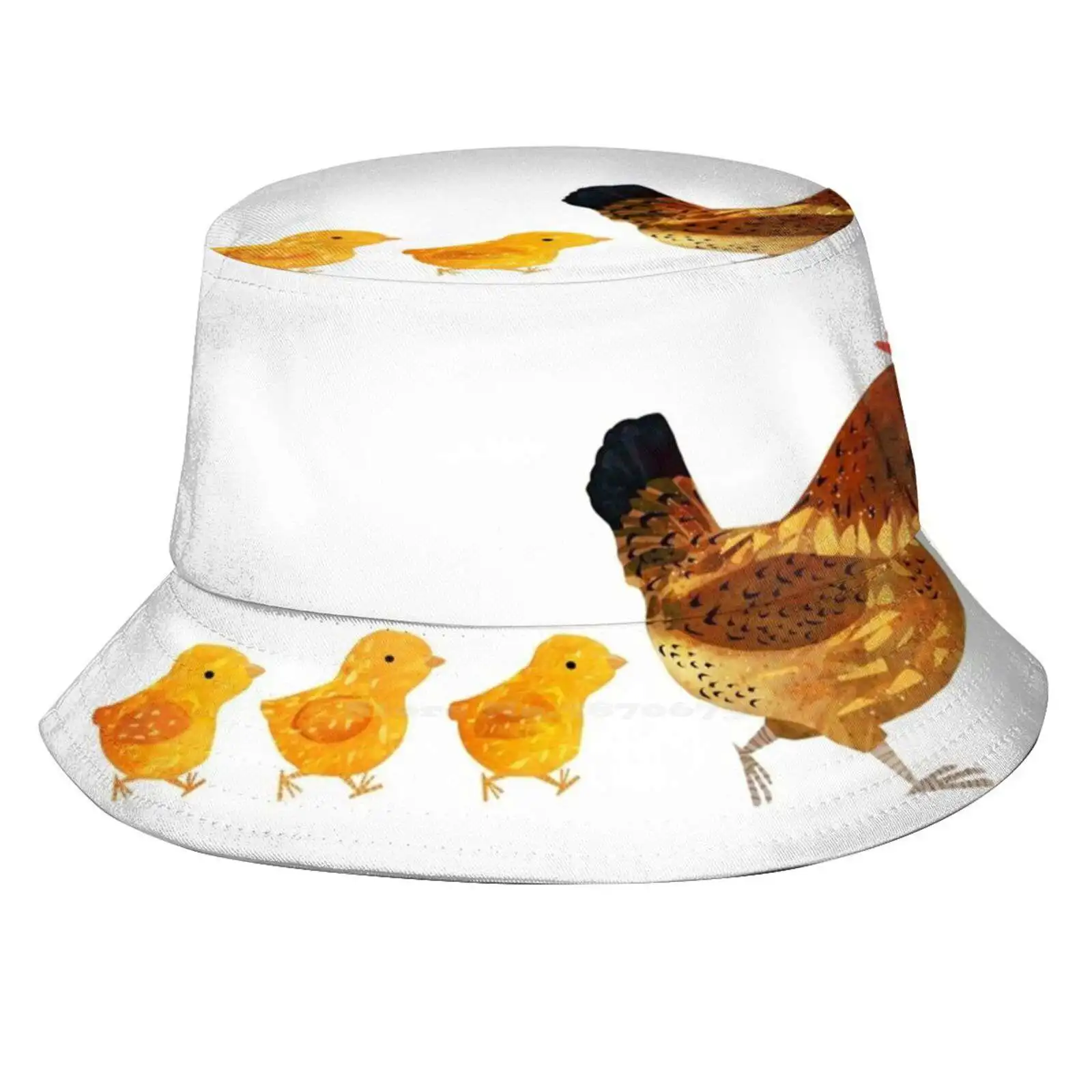 Chicken And Chicks Korean Caps Funny Beach Bucket Hats Chicken Farm Cute