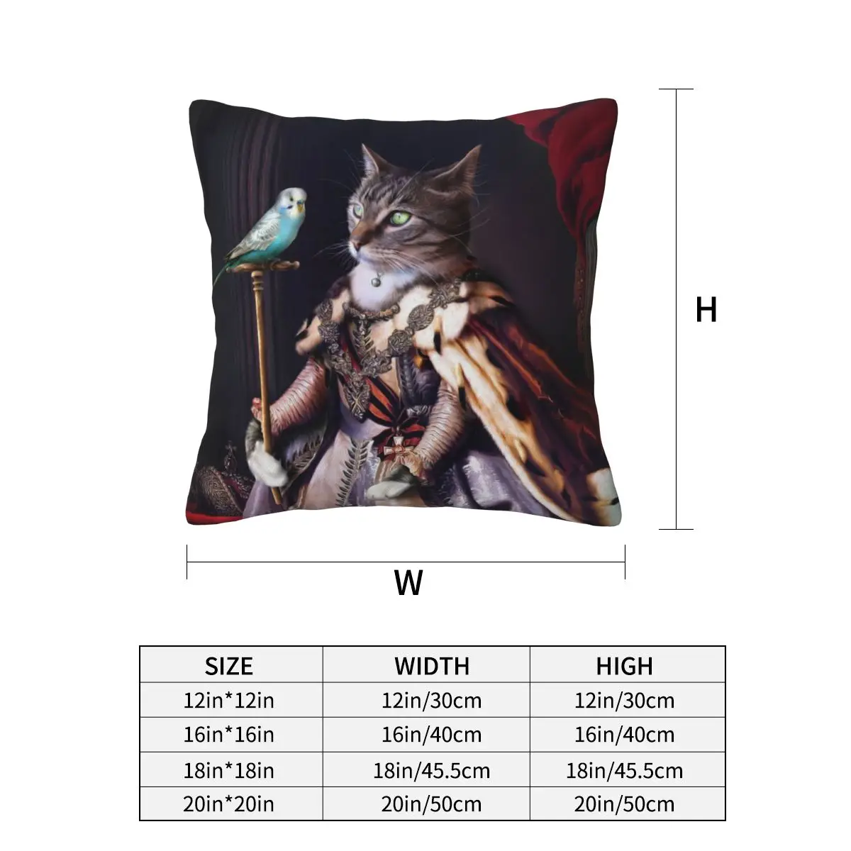 Cat And Budgie Portrait Soft fabric printed 20x20in Sleeping pillows sofa cushion Dropshipping