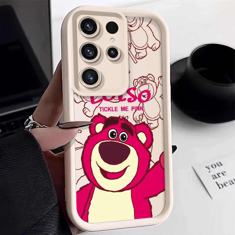 Disney Lotso Cute Cartoon Shockproof Case For Samsung Galaxy S24 S23 Ultra S22 S21 Plus FE A55 A54 A53 A52 Soft TPU Cover WK200