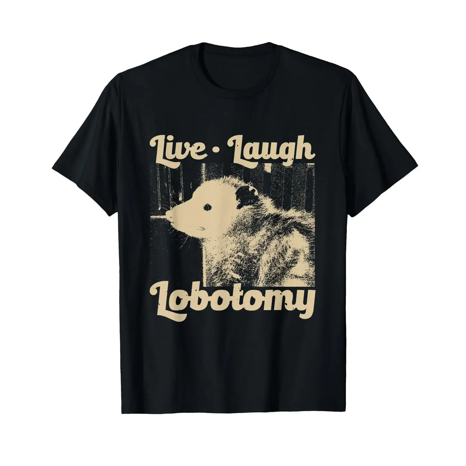 Vintage Live Laugh Lobotomy Lobotomies Retro Opossum Lovers T Shirt Small vintage Washed homme Stretched Comfortable Stylish