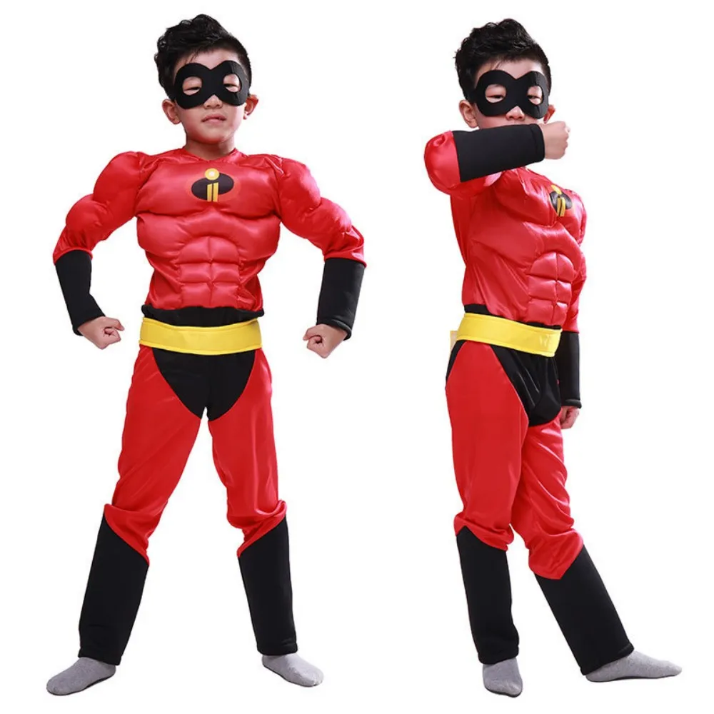 The Incredibles 2 Dash Muscle Costume Super Hero Jumpsuit with Chest Muscle Hero Bodysuit with Mask for Halloween Party Suit view 2