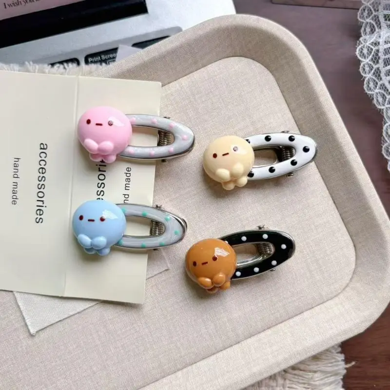 4Pcs Sumikko Gurashi Tapioca Cartoon Resin Polka Dot Hollowed Out Bangs Stray Hair Clips Accessories Classmate's Birthday Gift