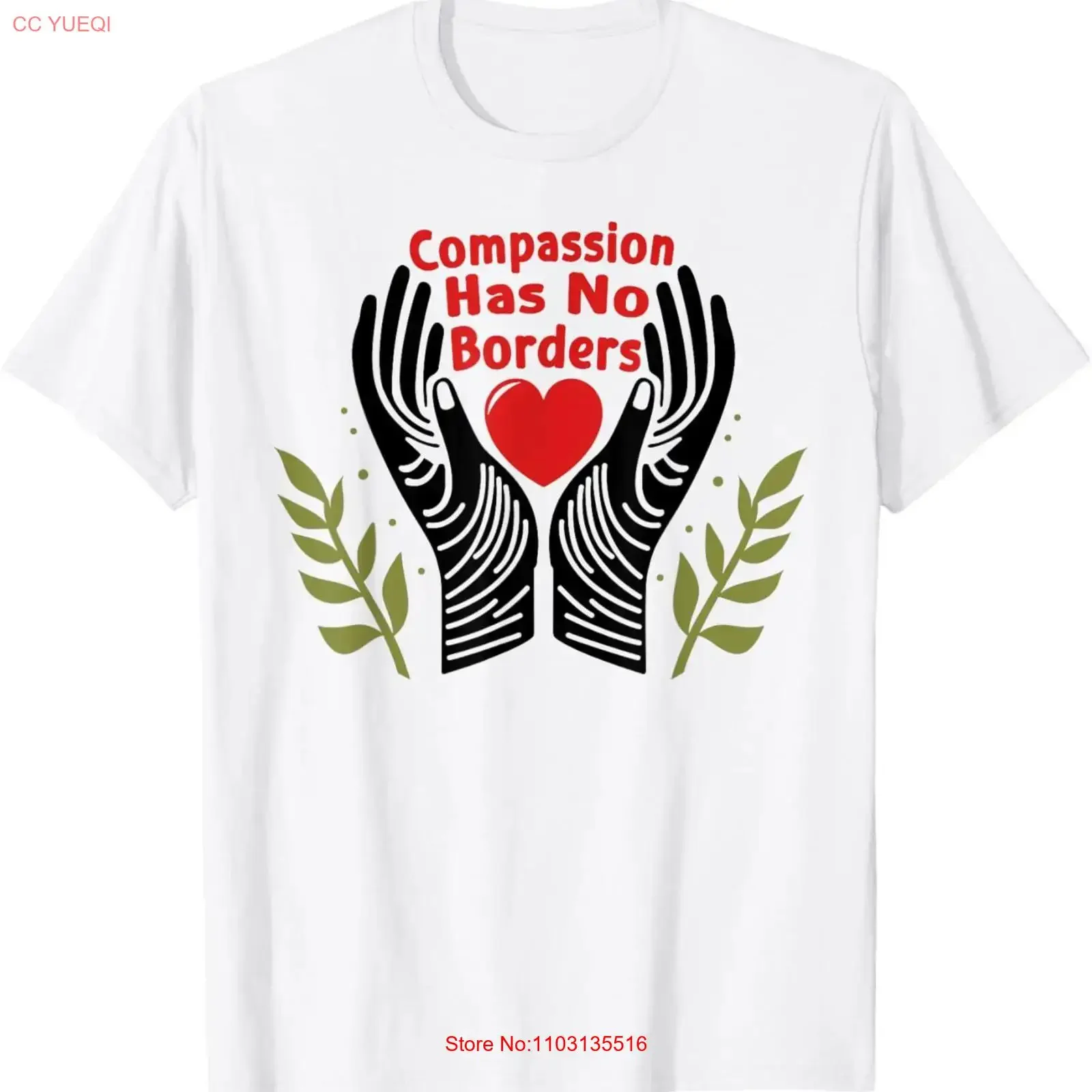 T-shirt Compassion Has No Borders, vintage, graphique délavé, vêtements de créateur extensibles, légèrement confortables, streetwear polyvalent