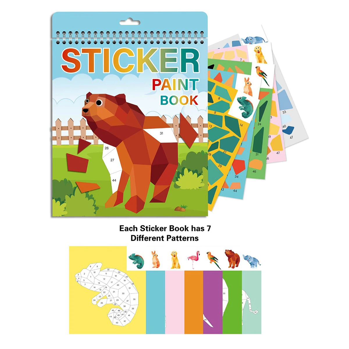 Adesivi Libro di pittura per bambini Libro di adesivi per cartoni animati incollato con i numeri Libro di adesivi puzzle per giochi cerebrali da viaggio Giocattolo educativo