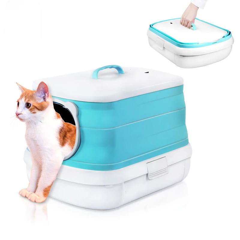 Newly launched large cat litter basin, fully enclosed and foldable, portable leak proof, urination, cat toilet cleaning