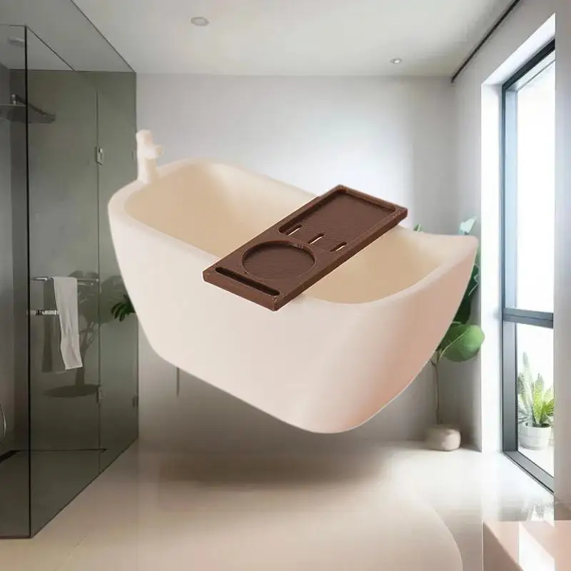 8: 1/12 ミニチュア ドールハウス バスタブ トレイセット付き、楽しいごっこ遊びおもちゃとドールハウスのバスルーム家具