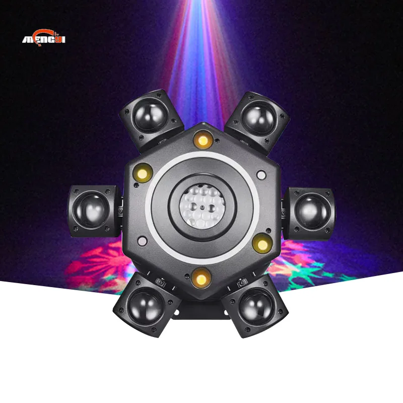 Six-Head Remote Control LED Stage Lights Rotating Beam Bee's Eye Effect for Family Gatherings DJ Use IP20
