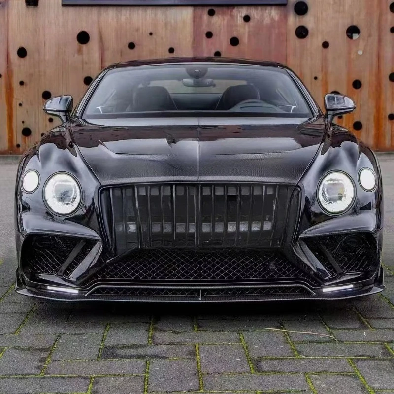 MSY Style Dry Carbon Fiber Front Grille for  Continental GT Vertical Front Bumper Center Grill Kit