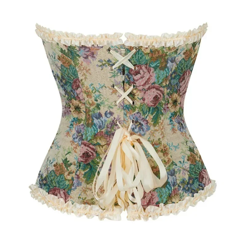 أزياء المرأة كورسيه فوقي للنساء أعلى المشدات حجم كبير مثير الدانتيل يصل الأزهار خمر القوطية الملابس الداخلية المشدية Korsett