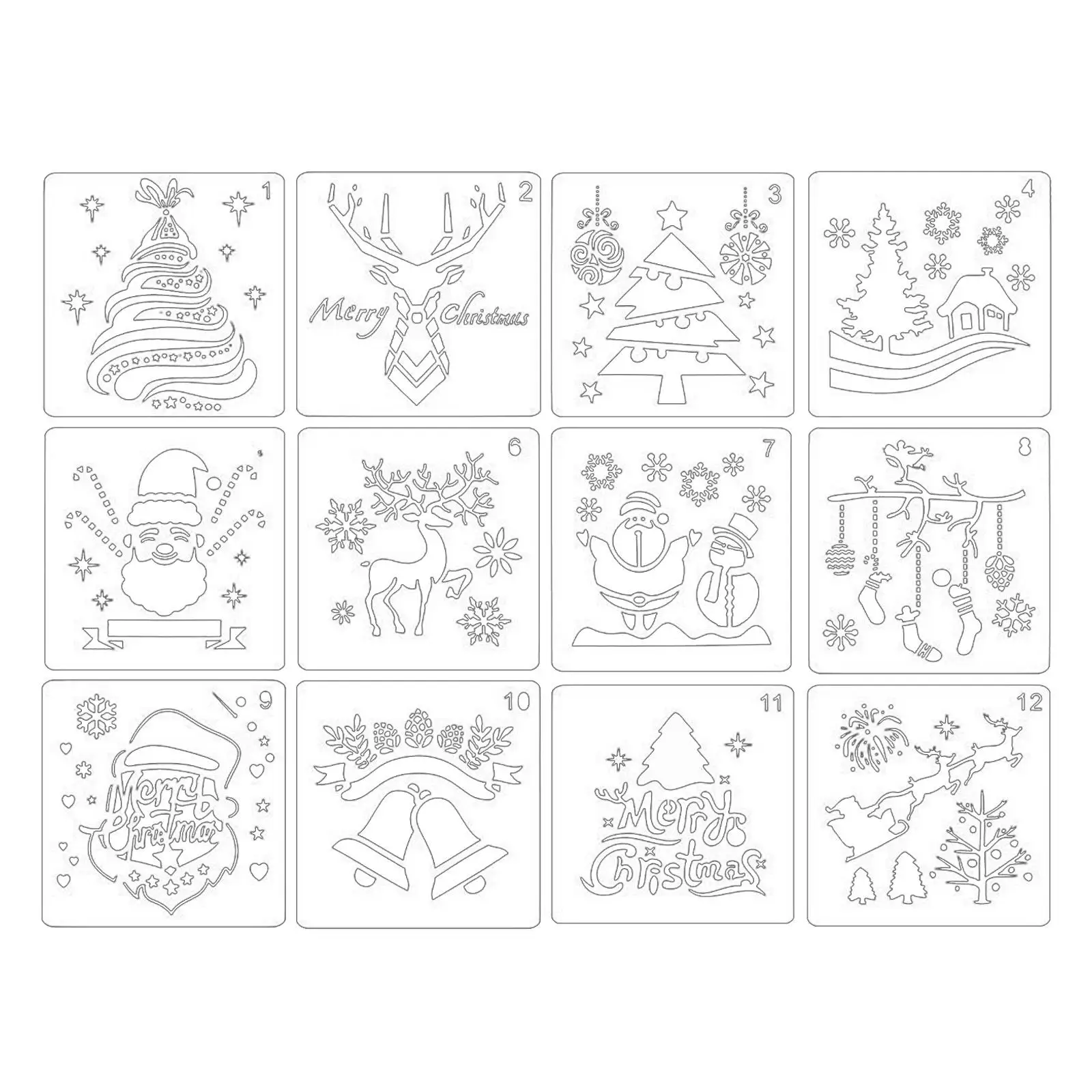 Art Stencils Template Christmas Reusable PET Craft Stencil for DIY Painting on Glass Wood Scrapbook Holiday Snowflake Decor