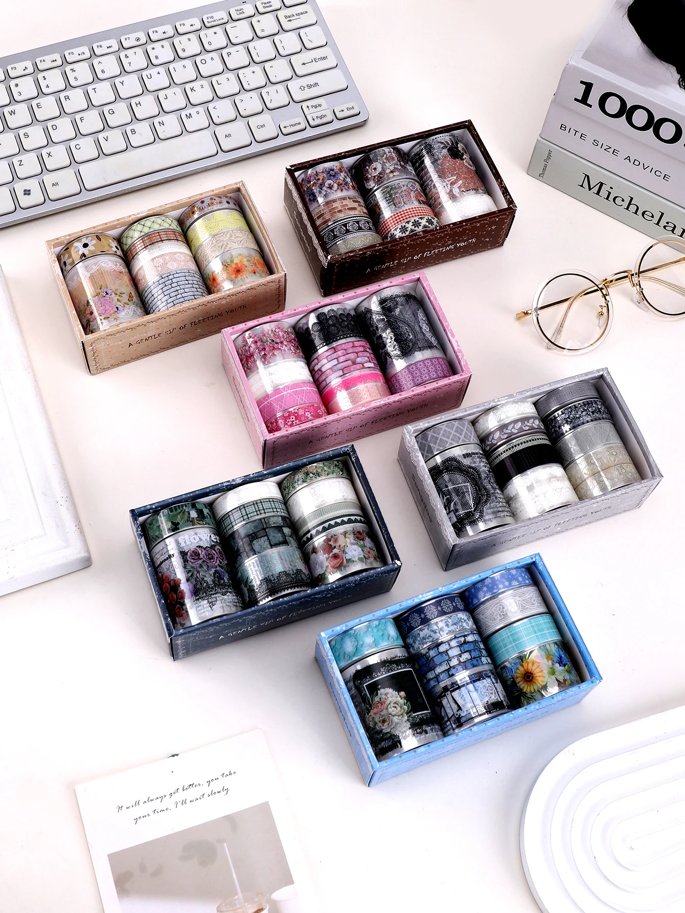 

10 рулонов в коробке, различные стили ленты Васи, малярная лента для художественного дизайна и поделок своими руками, школьных принадлежностей, обратно в школу