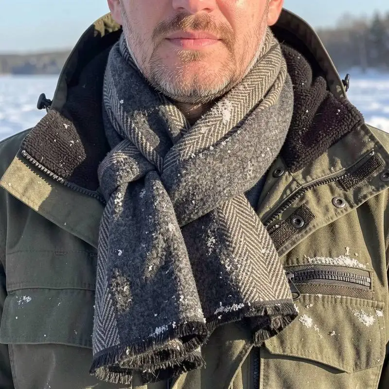 Wrap long thick knit blend for ice fishing mens outdoor neck wrap frigid climate male winter Wrap