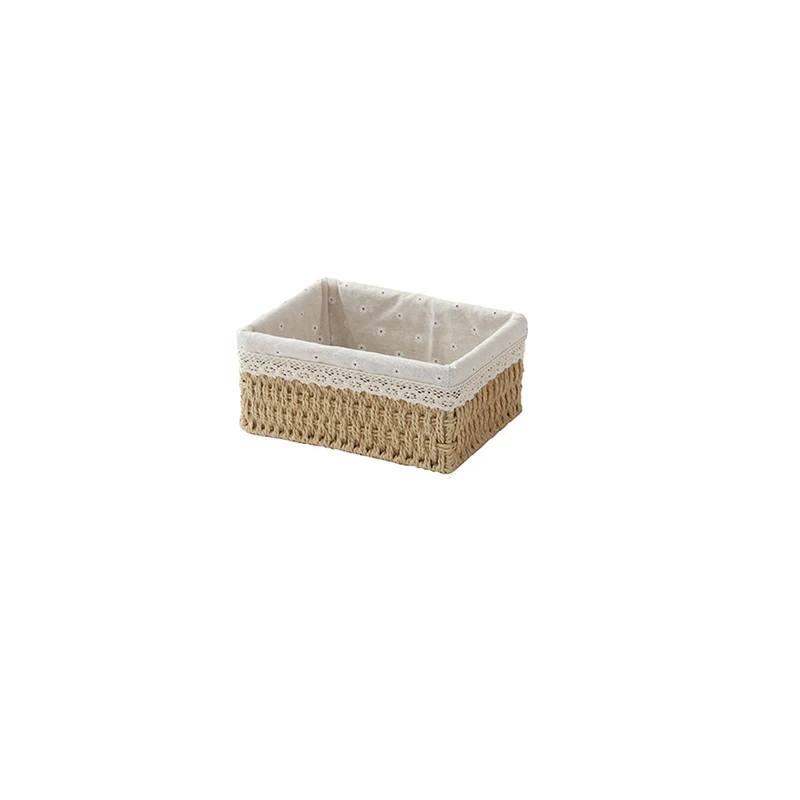 Desktop storage box Cosmetics key snack table sundry living room entrance household rattan storage basket woven frame