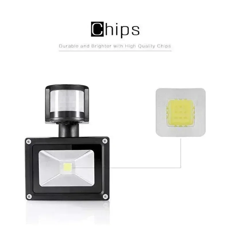 Human Infrared Sensor Floodlight 10W Outdoor Rainproof Radar Sensor Yard Site Court Floodlight Spotlight