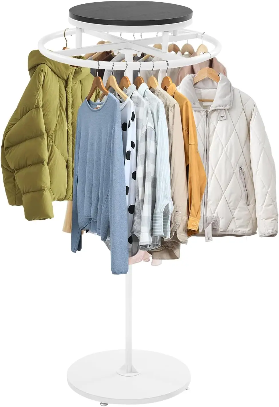 

Woqlibe Круглая вешалка для одежды, вращающаяся современная витрина для одежды, напольный утюг