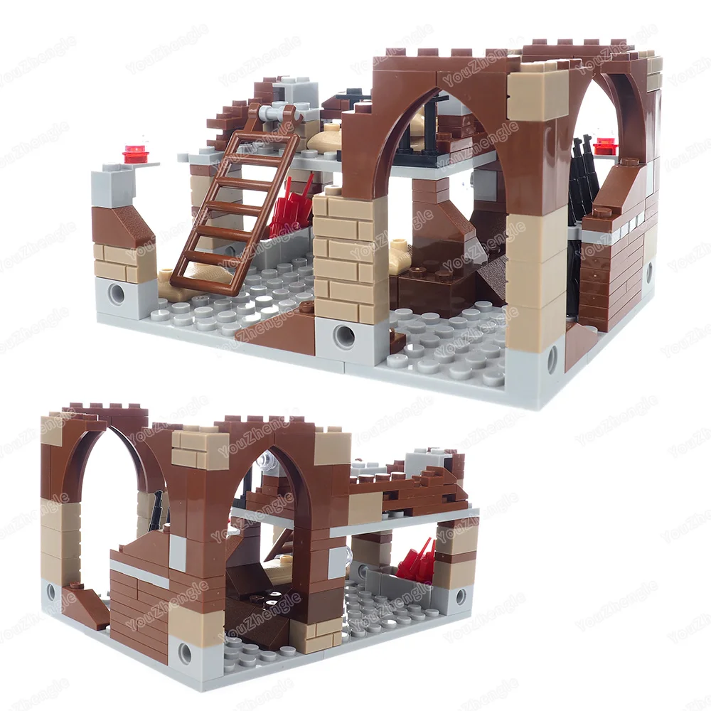 Maisons WW2 guerre militaire bloc de construction assemblage figurines MOC ambusage armes ruiné maison équipement scènes modèles cadeaux garçons jouets