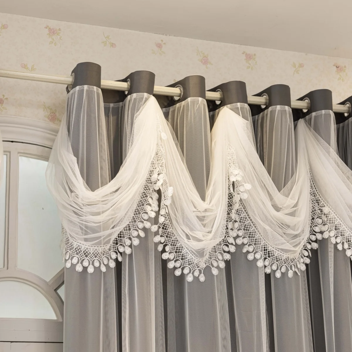 Modern Minimalist Blackout Curtains, 1pc Wave Pattern Curtain Headband, Full Light Blocking Dual Layer Drapes for Living Room