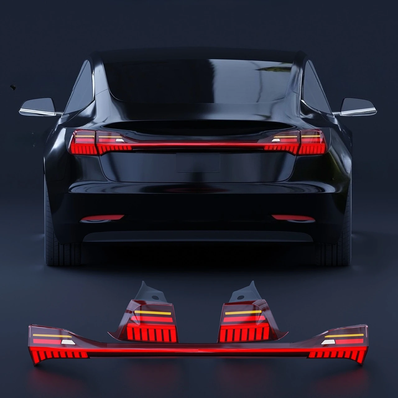 

Светодиодные задние фонари для Tesla Model 3 2017-2024, сквозные задние фонари в сборе, модифицированные светодиодные динамические указатели поворота для Model Y