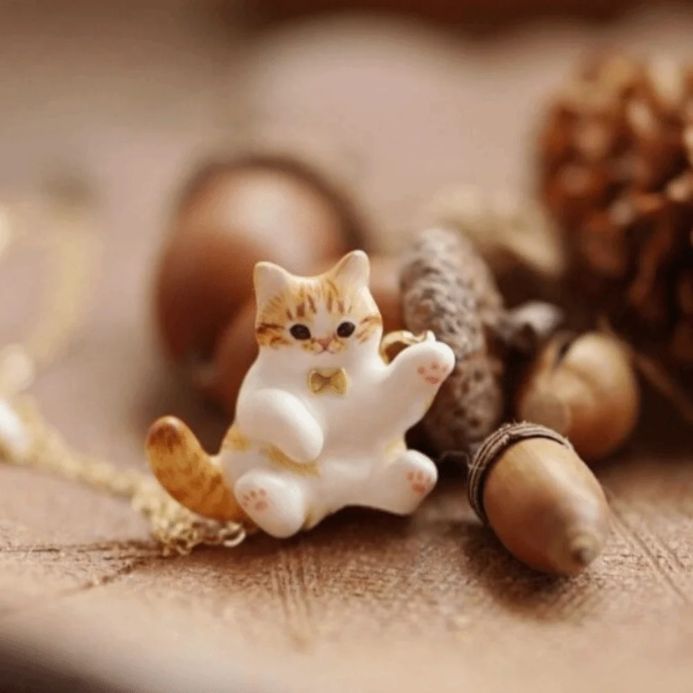 Fashion Copper Cat Pendant Cat Color Preserved Animal Stainless Steel Stainless Steel Jewelry