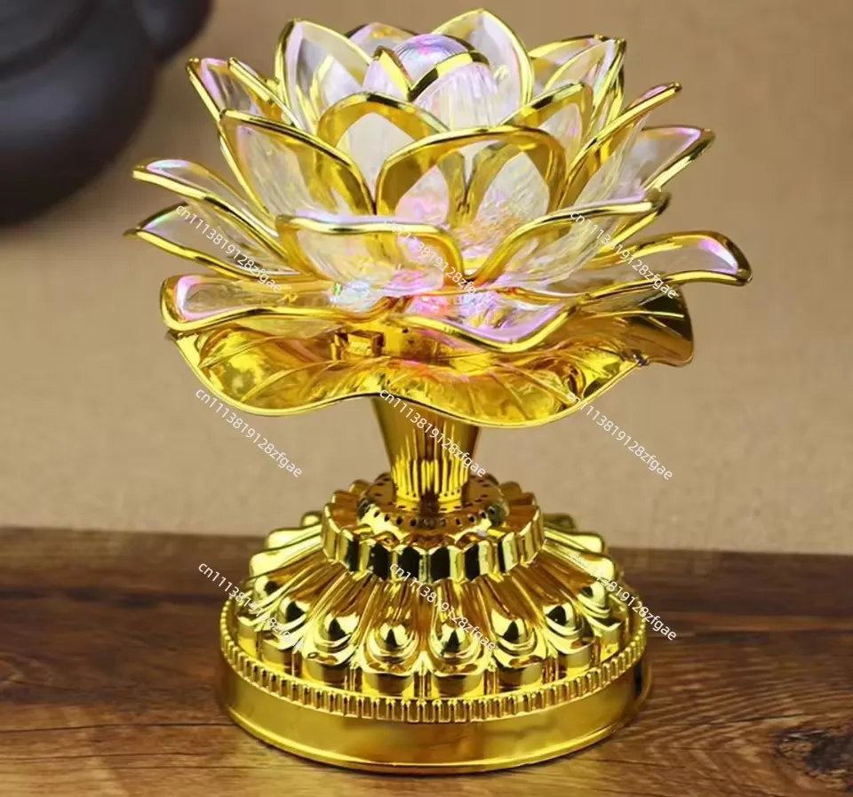 Colorful Led Lotus Lamp Buddha Machine Buddhist Supplies of Dual-use Plug-in Battery LED Lotus Flower Romantic Wedding Decorat