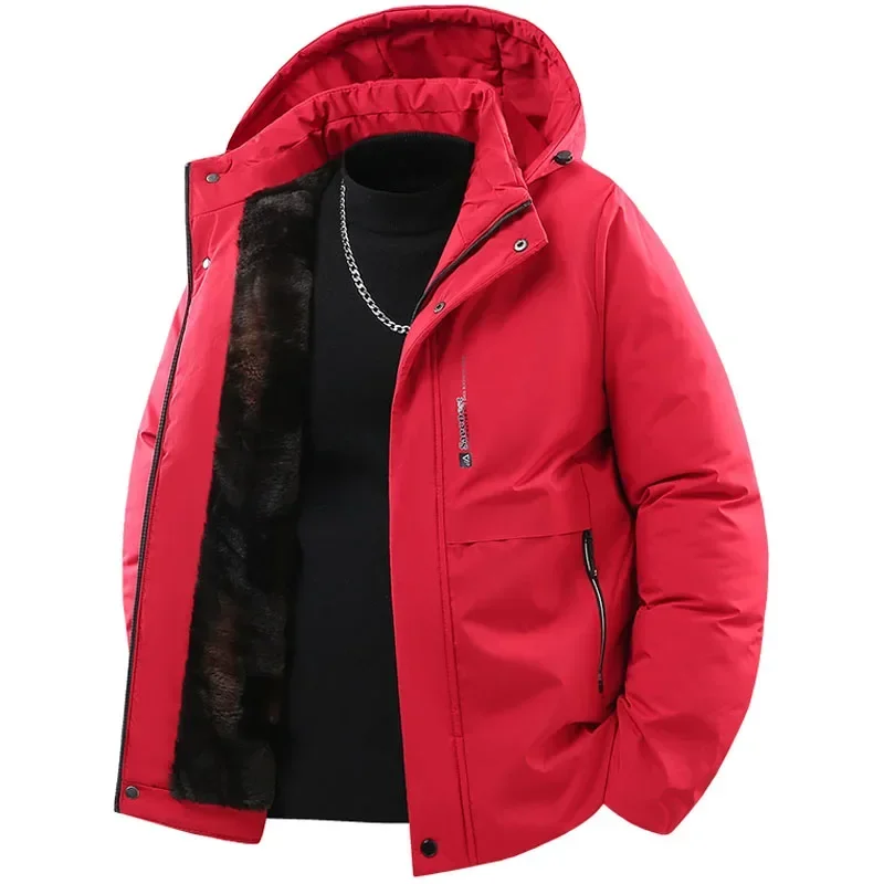 Men's Jacket Stand Collar Stamp Mens Parka Winter New Down Jacket Fleece Warm Jackets Men Business Leisure Coat Hiking Coats