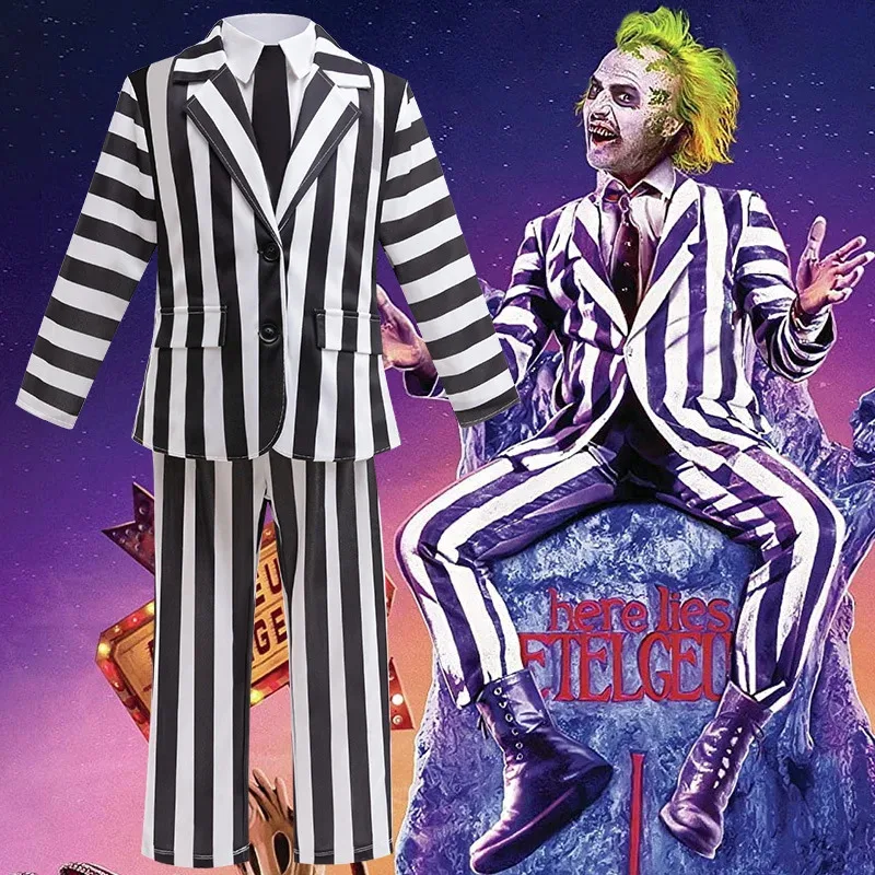 

Halloween new children's clothing cosplay costume, underworld master beetle juice cosplay boy set performance costume