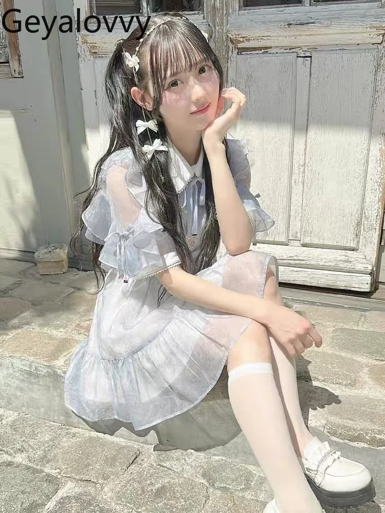 

Rojita Japanese Style Mass-Produced Ruffled High Waist Dress Sweet Girls Versatile Turn-Down Collar Floral Short Sleeve Dress