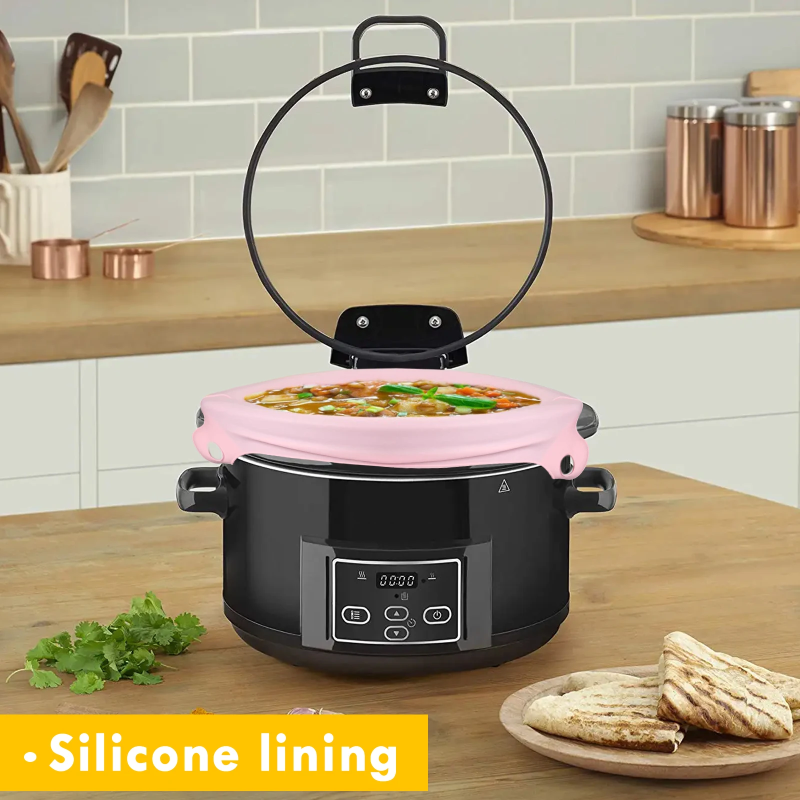 2pcs Reusable Crockpot Liner Non-slip Silicone Slow Cooker Stew Bag Kitchen Tool